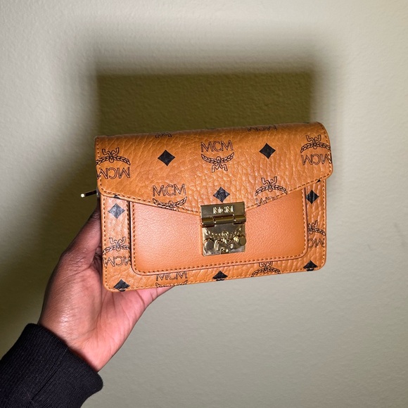 MCM Handbags - MCM Belt Bag Crossbody Cognac Visetos Crossbody Bag